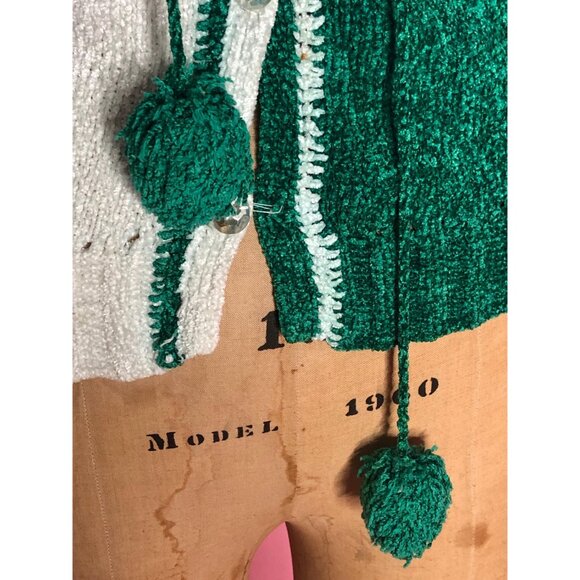 1980s EMMANUELLE KHANH Chenille. Green and White. Scottie DOG. Kitsch Pom-pom Bu - Picture 8 of 10